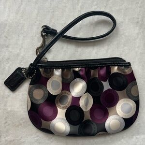 Coach Circle Pattern Wristlet in Black and Purple